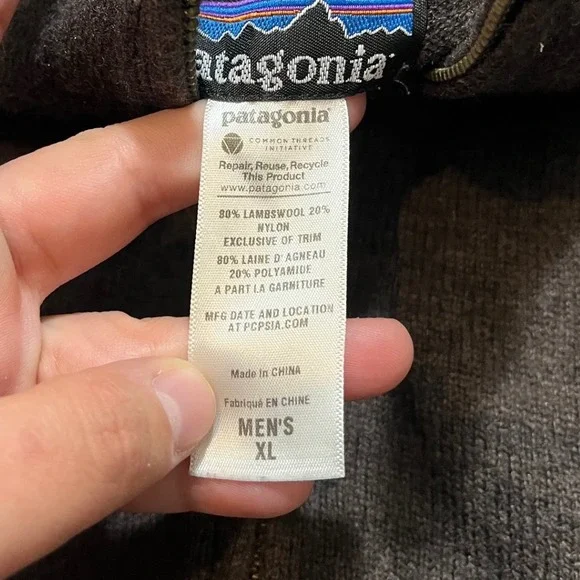 Patagonia Men's Lambswool Sweater Quarter Zip Brown‎ Size XL Fall Preppy